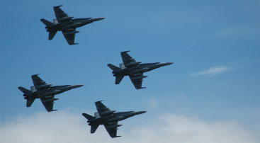 Four RAAF F/A 18 flying in formation